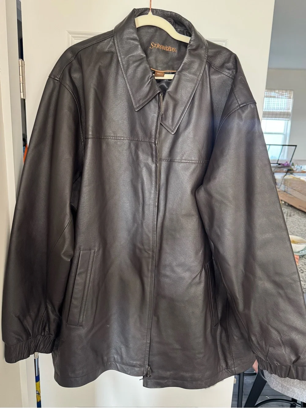 St. John’s Bay Men’s Genuine Leather Jacket  Dark Brown 3XLT  Vintage